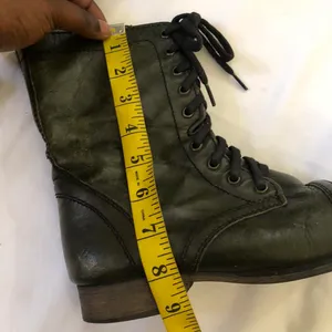 Green Troopa Military Style Combat Biker genuine leather lace-up boots Ankle Booties Grunge Goth Punk Rock Women 7M thumbnail 5