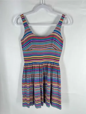 Amanda Uprichard Rainbow Striped Silk Mini Dress Size S thumbnail 2