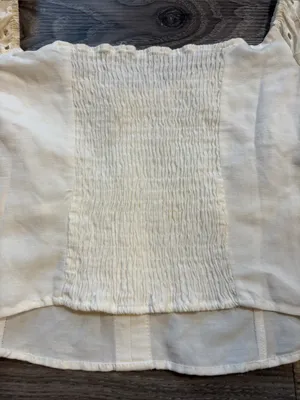 Zara Off-The-Shoulder Eyelet Ruffle Sleeve Crop Top Medium thumbnail 6