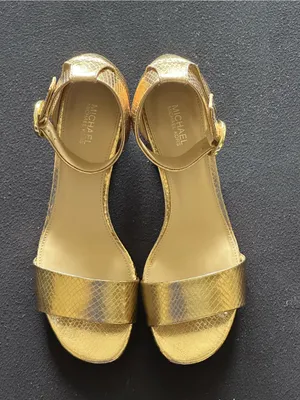 Michael Kors Lena Flex Mid Embossed Metallic Leather Sandals – Like New! thumbnail 7