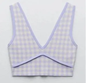 ZARA Gingham Crop Top thumbnail 1