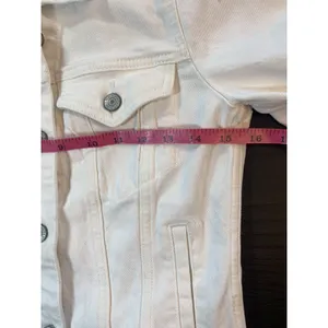 Abercrombie & Fitch White Denim Trucker Jacket Womens XS 144J0317 Stretch Cotton thumbnail 12