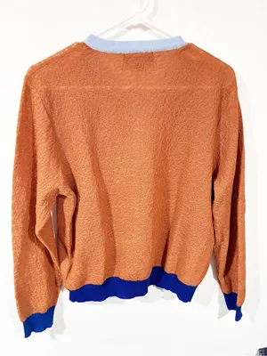 Zara Brown Textured Colorblock Cardigan Sweater Size XL NEW thumbnail 5