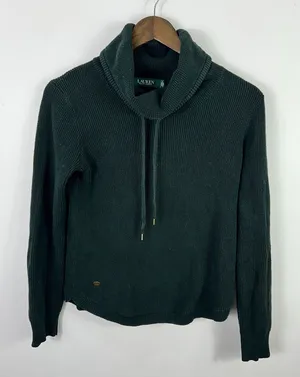 Ralph Lauren Cowl Neck Sweater Black Small Quiet‎ Luxury Minimalist Clean Girl thumbnail 1