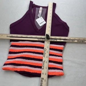 Free People Movement Women's All Clear V Neck Striped Cami Mulberry Size XL NWT thumbnail 7