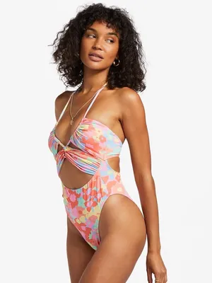 Billabong Coast Is Clear One Piece swimsuit in a multi-colored floral print L thumbnail 2