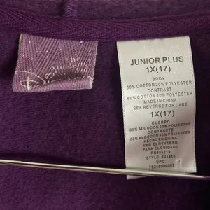 Disney Juniors Plus 1X Tinkerbell Sweater Hooded Zip Jacket Thermal Sleeve thumbnail 5