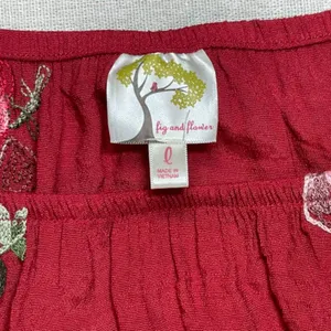 Fig & Flower | Red Floral Embroidered Peasant Top | Large thumbnail 8