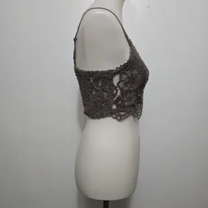 Buckle Willow & Root Grey Lace Cami Crop Top Spaghetti Strap Lingerie Tank Sz M thumbnail 4