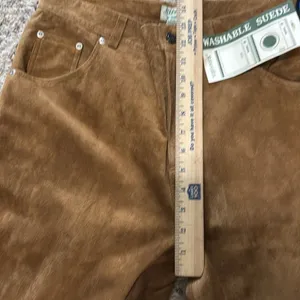 St. John's Bay Washable Suede Leather Pants Brown‎ High Rise Vintage Womens 16 thumbnail 8