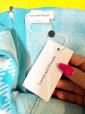 Lovers + Friends Marva Seafoam Knit Full Zip Back Crewneck Sweater Crop Tank thumbnail 9