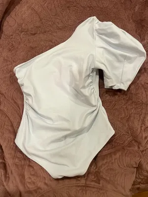 Powder blue One-Shoulder Puff Sleeve Top for Women thumbnail 2