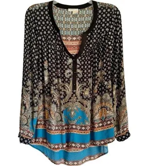 Anthropologie Meadow Rue Boho Printed Loose Flowy Top Small Long Sleeve Anthro thumbnail 1
