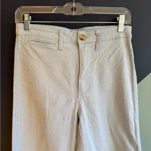 Madewell Emmett Cropped Wide Leg Pants, Light Blue Speckled Canvas, Sz 25, VGUC thumbnail 4