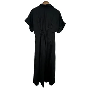 Madewell Black Linen Midi Shirt Dress‎ Button Front Size M Chic Feminine Classic thumbnail 9