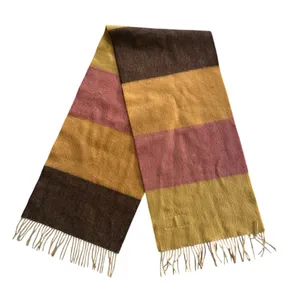 Vintage Cashmere Angora Wool Chunky Fringe Scarf Chocolate Brown thumbnail 9