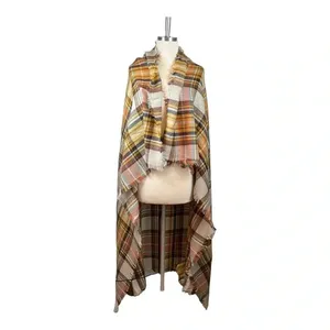 Plaid Blanket Scarf Womens OS‎ Multicolor Oversized Cozy Fall Wrap Shawl Tartan thumbnail 3