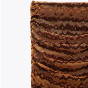 Zara TULLE PENCIL MIDI SKIRT High-waist w/ Elastic Waistband BROWN SIZE XS NEW thumbnail 10