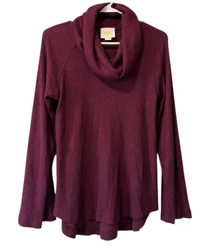 Anthropologie Maeve Burgundy Cowl Neck‎ Oversize Sweater Size XS Women Modern thumbnail 1