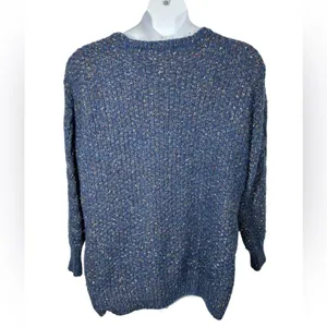 Adrienne Vittadini Blue Confetti Flecked Cable Knit Tunic Sweater XXL thumbnail 6