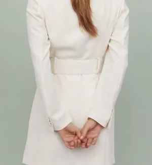 NWT H&M Belted Blazer Jacket Dress Ivory Large thumbnail 7