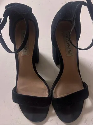 Steve Madden Black Suede Block Heel Sandals with Ankle Tie thumbnail 1