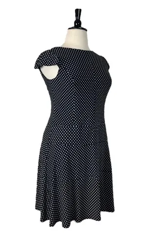 Nine & Co Aline Dress Cap Sleeves Black White Polka Dot Boatneck Women’s Size 14 thumbnail 2