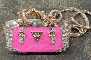 Source Unknown Pink and Gold Mini Bag Keychain thumbnail 1