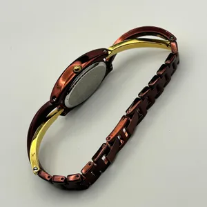 Women’s Gold & Metallic Brown Watch Working New Battery thumbnail 6