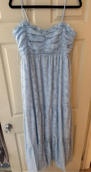 Altar'd State Pale Blue Ruffle-Tier Maxi Dress thumbnail 1