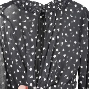 Lulus Blouse Womens M Sheer Floral Long Sleeve Ruffle Neck Keyhole Back Top thumbnail 9