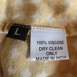 WARY Mustard yellow abstract print sleeveless viscose dress SZ L #2569 thumbnail 9