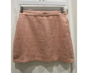 Backstage X Free People 100% Linen Blush Pink Mini Skirt Sz XS thumbnail 1