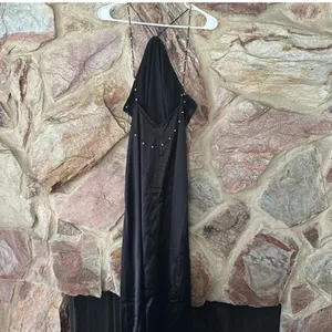 Commense Hold My Pearls Open Back Satin Long Dress size XL thumbnail 5