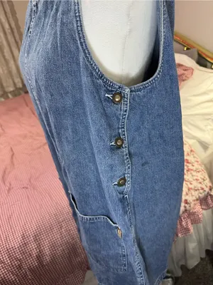 Vintage Sleeveless Blue Denim Pocket Shift Dress thumbnail 9
