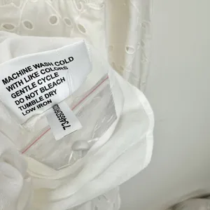Gianni Bini Katrina Eyelet Mini Dress Cotton Long Sleeve A Line White Large NWT thumbnail 6