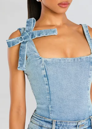 Retrofête Dawson Denim Low Back Jumpsuit Tangier Denim Blue thumbnail 5