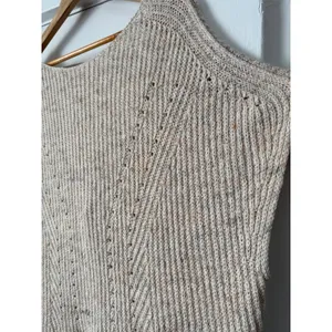 PILCRO Oversized Oatmeal Marl Knit Sweater Vest Deep V-Back Strap MEDIUM thumbnail 4