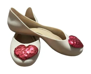 Zaxy Cream PVC Jelly Ballet Flats Metallic Pink Hears Women's Size 5 Brazil thumbnail 1