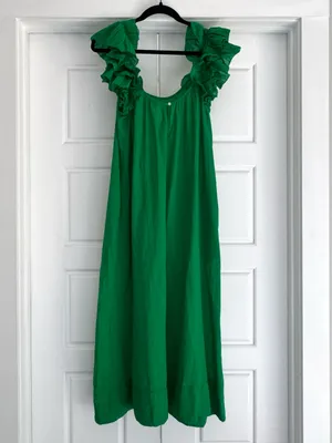The GREAT Ruffle Green Cover-Up Dress -size small thumbnail 3