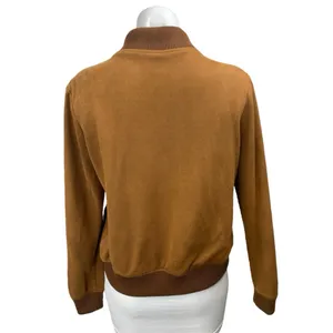 Ellison Women's Brown Faux Suede Full Zip Long Sleeve Bomber Coat Jacket Size S thumbnail 2