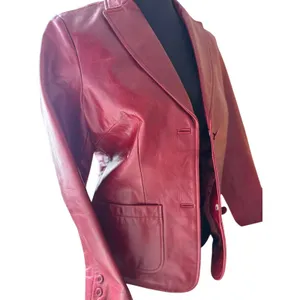 Vintage Y2K GAP Red Leather Blazer XS 100% Genuine Leather 2000 thumbnail 5