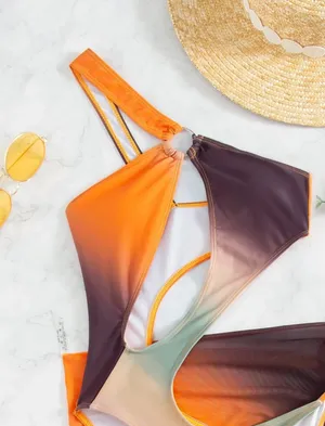 One Piece Multicolor Cut Out Swimsuit Multiple thumbnail 3