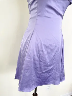 Lucy in The Sky Lavender Purple Satin Strappy Midi Dress M Medium Back Bow thumbnail 8