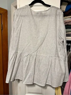 Calligraphie Striped Linen Tunic in White & Blue Size XL NWT thumbnail 2