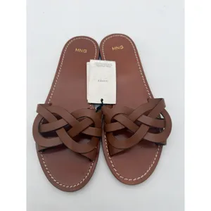 MNG Mango Brown Leather Intertwined Strap Sandals Casual Everyday EU 39 US 8.5 thumbnail 4