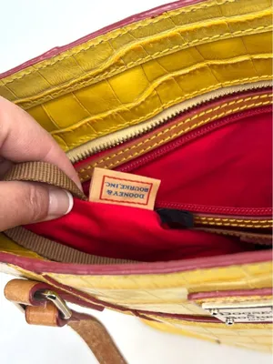 Dooney & Bourke Croco Embossed Sunburst Yellow Leather Lexington Shopper Tote thumbnail 6