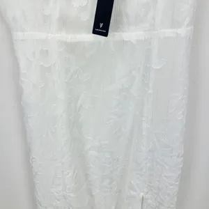 Lulus Loveliest Looks White Floral Jacquard Tie-Strap Midi Dress Medium NWT thumbnail 9