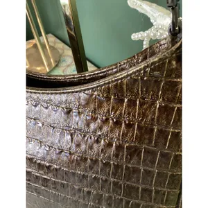 XOXO Metallic Bronze‎ Croc Embossed Shoulder Bag Y2K Baguette Brown Coquette thumbnail 5