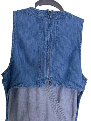 Free People Moonlight Mile Chambray Jumper Jumpsuit Denim Open Back thumbnail 6